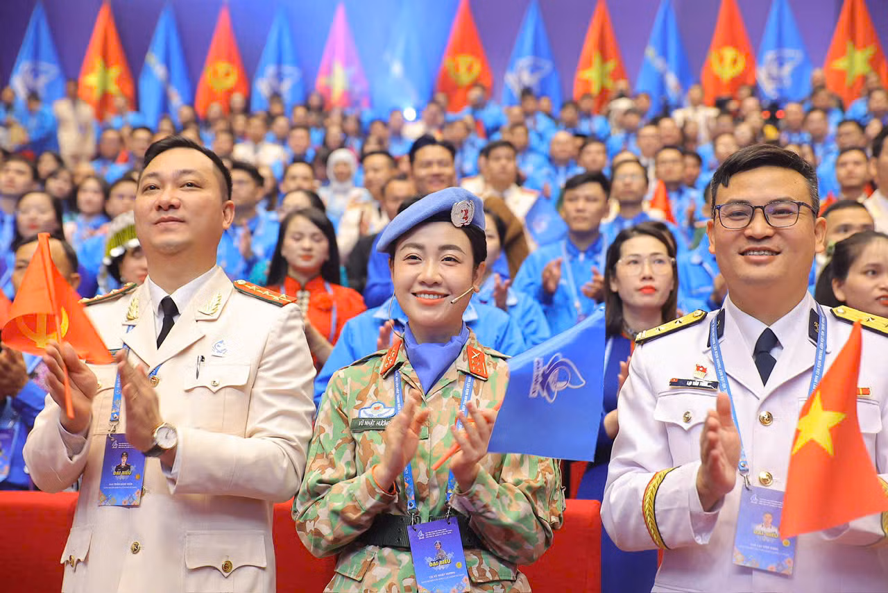Đại úy Vũ Nhật Hương tại Đại hội. Ảnh: Trọng Tài