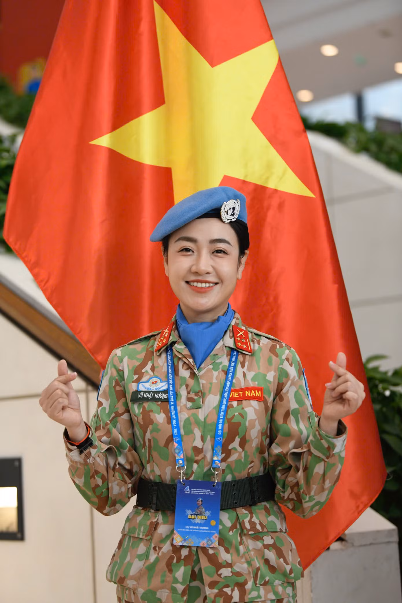 Đại úy Vũ Nhật Hương là một trong những đại biểu thanh niên Quân đội tham dự Đại hội đại biểu toàn quốc Hội LHTN Việt Nam lần thứ IX. Ảnh: Như Ý