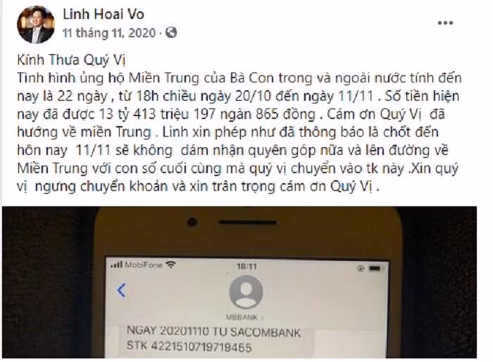 Hoài Linh gặp rắc rối với khoản tiền từ thiện khá lớn.