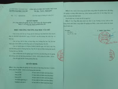 Quyết định công nhận tốt nghiệp của Đặng Thu Thảo. Ảnh: Sáu Nghệ