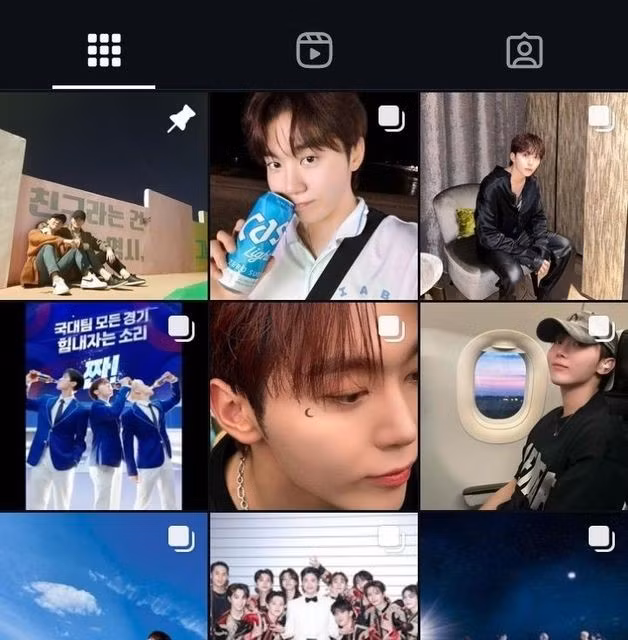 Hồ sơ Instagram của Seungkwan với bài đăng của Moonbin được ghim.