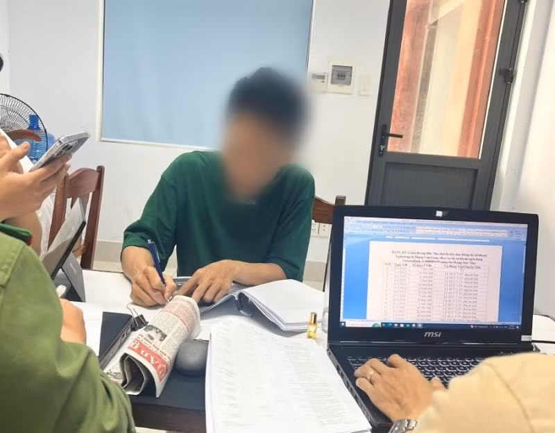 Đối tượng H.Đ.N tại cơ quan công an. Đối tượng H.Đ.N tại cơ quan công an.