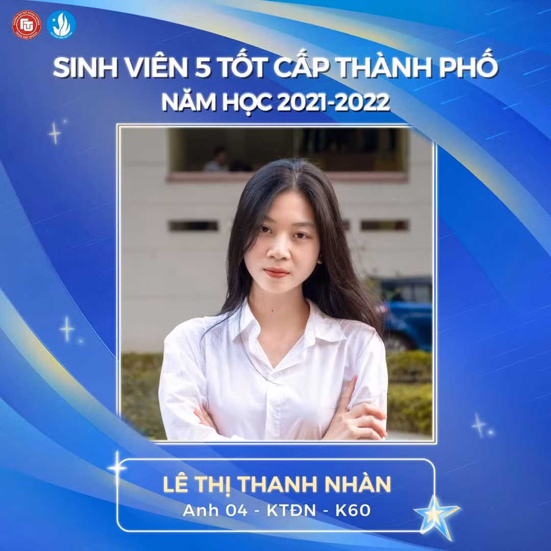 Thanh Nhàn đạt Danh hiệu Sinh viên 5 tốt cấp thành phố.