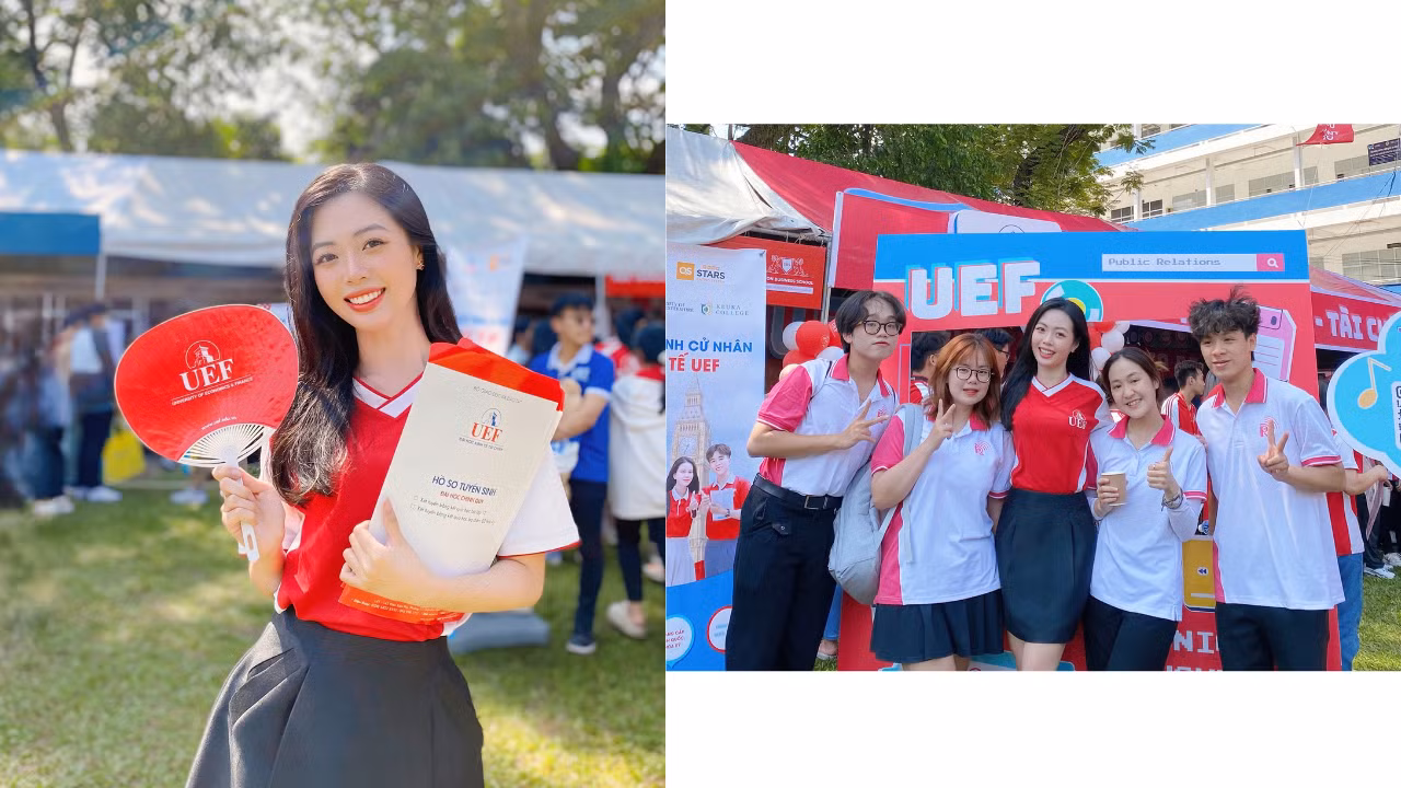Hoạt động mới nhất của cô khi tham gia chương trình tư vấn tuyển sinh của trường.