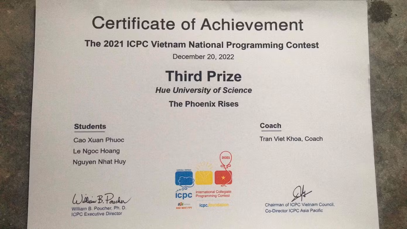Giải Ba đồng đội lập trình viên ICPC Quốc gia năm 2021. Giải Ba đồng đội lập trình viên ICPC Quốc gia năm 2021.