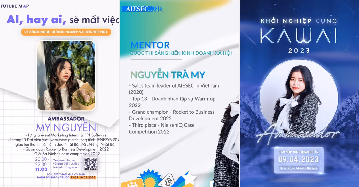 Với kinh nghiệm phong phú, Trà My được mời là đại sứ, mentor của nhiều cuộc thi sinh viên.