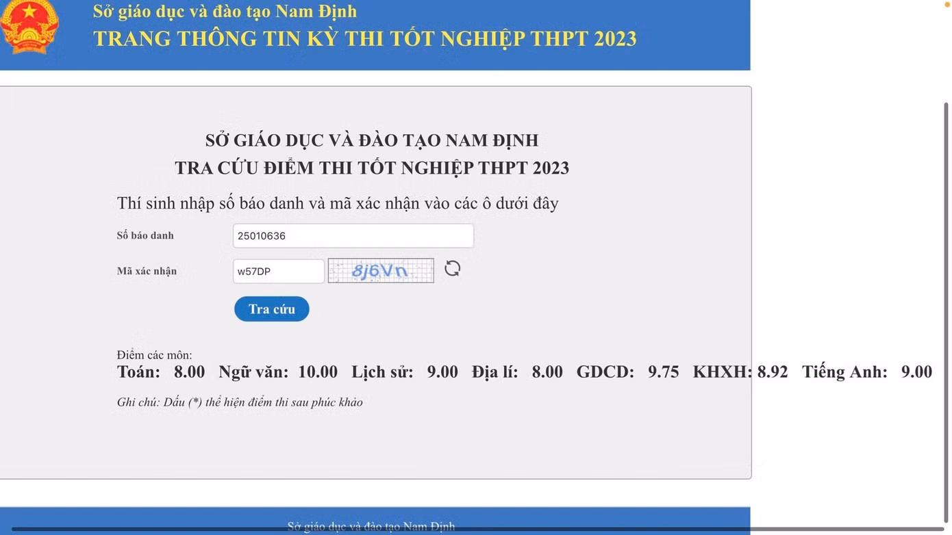 Kết quả thi tốt nghiệp THPT 2023 của Đan Thanh.