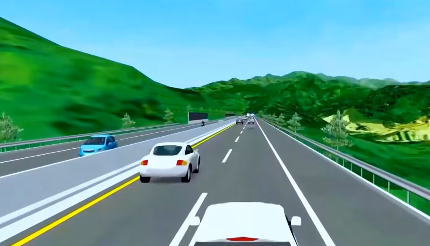Cao tốc Chơn Thành - Gia Nghĩa nối tiếp đường cao tốc TPHCM - Thủ Dầu Một - Chơn Thành (ảnh trên); Phối cảnh đường cao tốc Bắc - Nam đoạn Chơn Thành (Bình Phước) - Gia Nghĩa (Đắk Nông) (ảnh dưới).