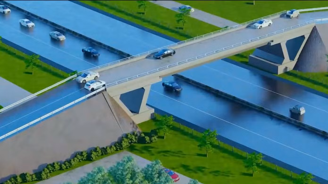 Cao tốc Chơn Thành - Gia Nghĩa nối tiếp đường cao tốc TPHCM - Thủ Dầu Một - Chơn Thành (ảnh trên); Phối cảnh đường cao tốc Bắc - Nam đoạn Chơn Thành (Bình Phước) - Gia Nghĩa (Đắk Nông) (ảnh dưới).