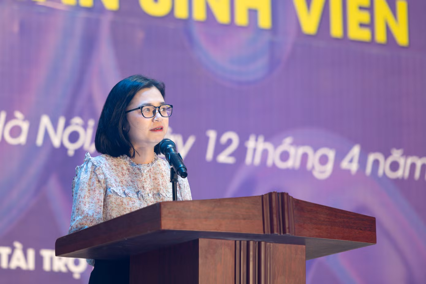 ThS. Lê Thị Dung – Phó Bí thư Đoàn Thanh niên Học viện phát biểu tại chương trình.