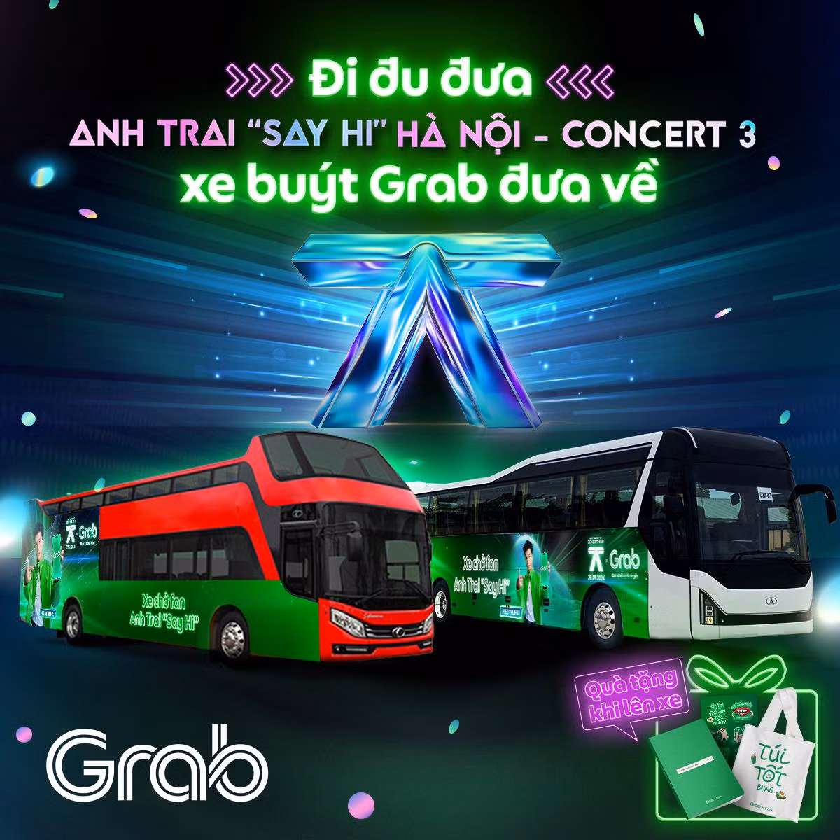 Grab cử hẳn 2 "xế hộp" đến đón các fan Hà Nội.