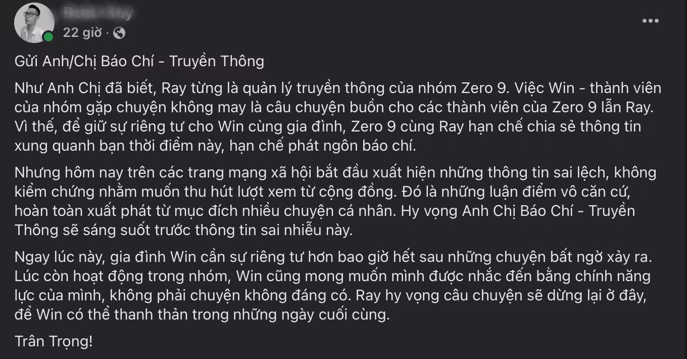 Chia sẻ của đại diện truyền thông của Zero9 khi còn hoạt động.