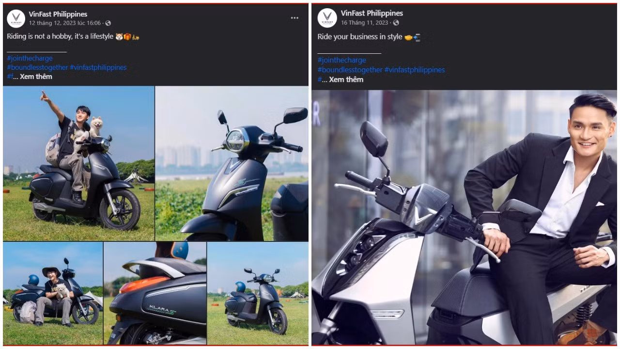 Một số bài đăng về xe máy điện trên trang Facebook VinFast Philippines - Ảnh chụp màn hình. Một số bài đăng về xe máy điện trên trang Facebook VinFast Philippines - Ảnh chụp màn hình.