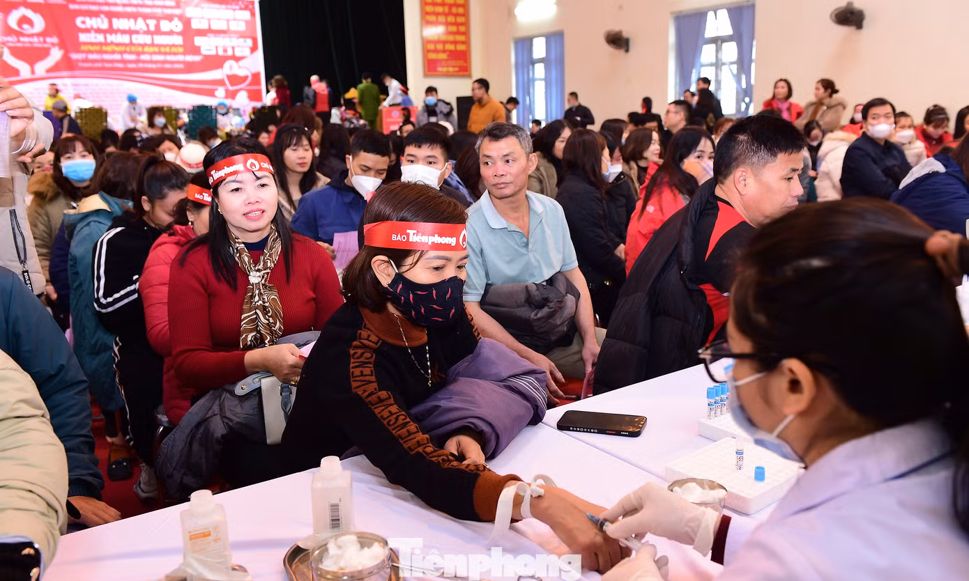 Đông đảo người dân ở TP Tam Điệp tham gia chương trình hiến máu Chủ Nhật Đỏ 2024. Ảnh: Xuân Tùng