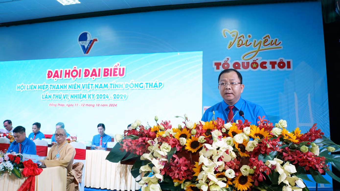 Anh Huỳnh Minh Thức - Bí thư Tỉnh Đoàn, Chủ tịch Hội LHTN Việt Nam tỉnh Đồng Tháp khóa V phát biểu khai mạc. Ảnh: Hòa Hội Anh Huỳnh Minh Thức - Bí thư Tỉnh Đoàn, Chủ tịch Hội LHTN Việt Nam tỉnh Đồng Tháp khóa V phát biểu khai mạc. Ảnh: Hòa Hội