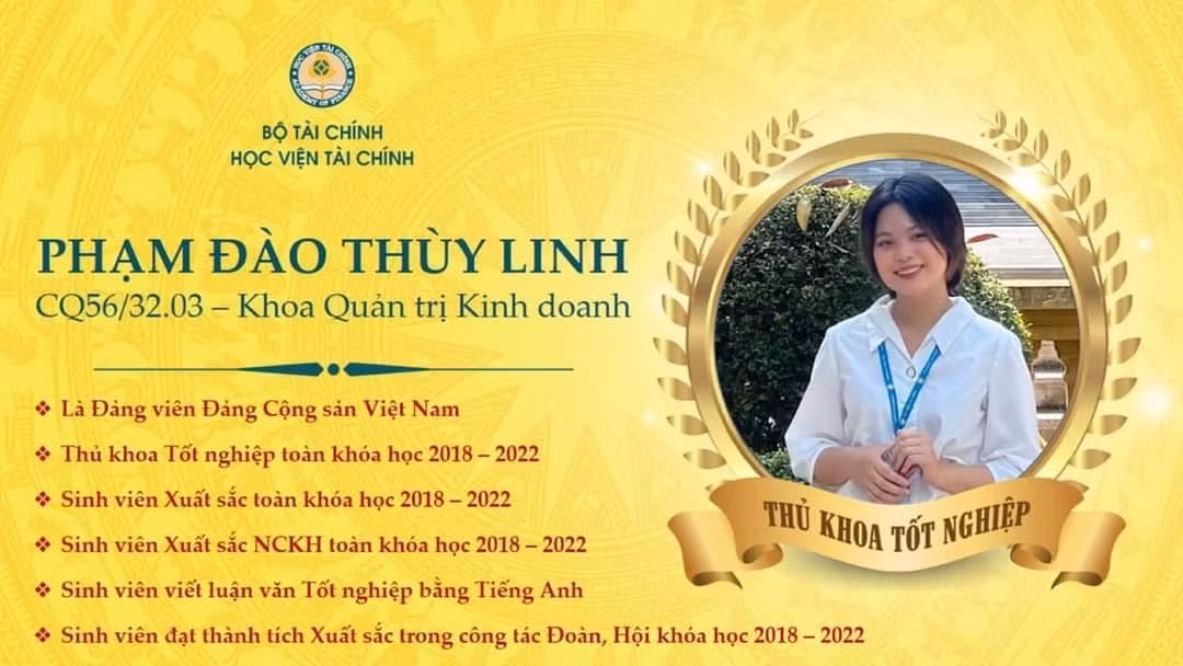 Phạm Đào Thùy Linh có thành tích học khủng khi đạt điểm học tập trung bình chung toàn khóa là 3.95/4.0.