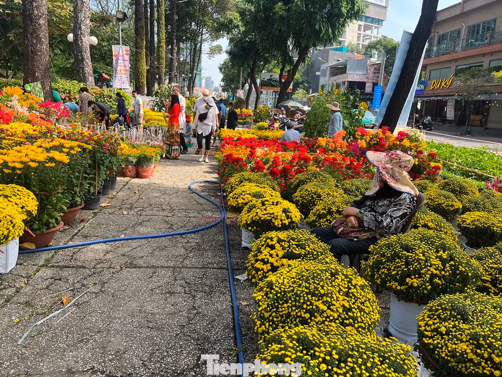 Tiểu thương đội nắng ngồi buồn thiu trông ngóng khách mua hoa ngày 29 Tết.