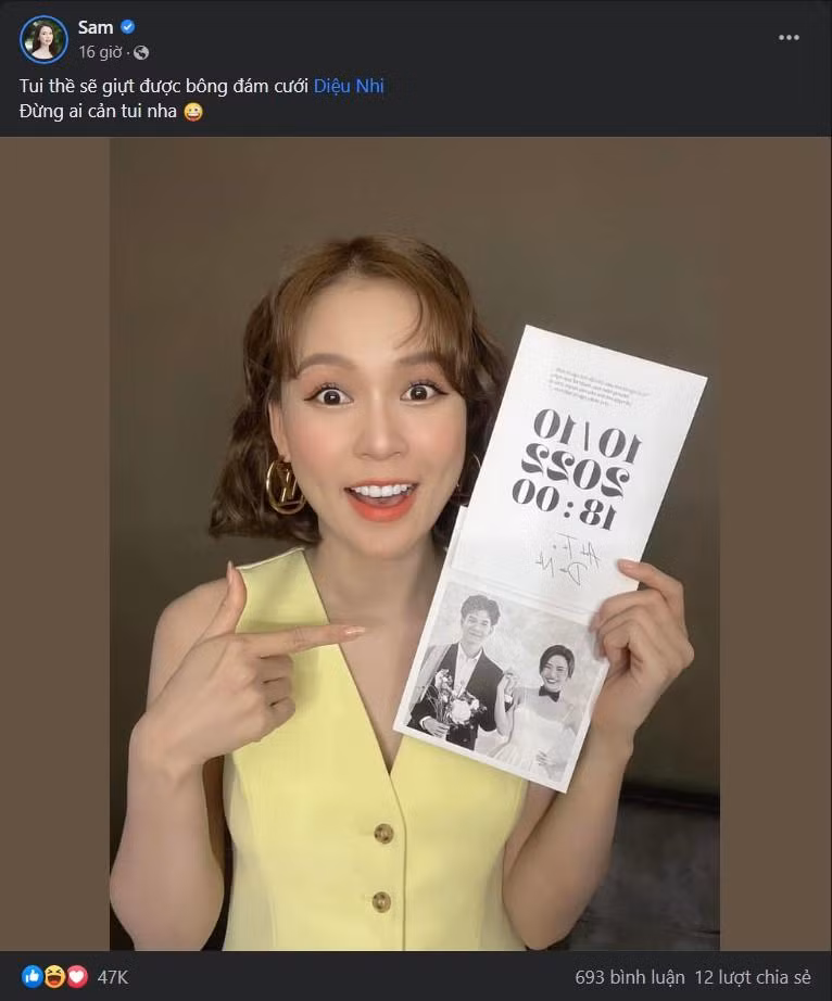 Liệu Sam có thành công giành được hoa cưới của Diệu Nhi để "lấy vía" cưới chồng không? Đám cưới của Diệu Nhi vào tháng 10 tới sẽ cho cư dân mạng câu trả lời.
