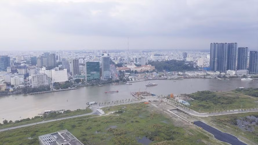 Khu đô thị Thủ Thiêm nhìn từ hướng sông Sài Gòn. Ảnh: TP Khu đô thị Thủ Thiêm nhìn từ hướng sông Sài Gòn. Ảnh: TP