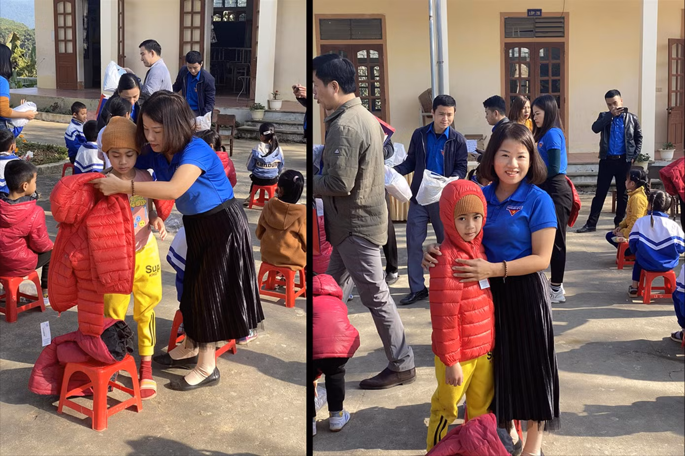 Chị Châu Anh đã vận động, quyên góp và trao tặng hơn 500 chiếc áo ấm cho học sinh nghèo trong chương trình “Đông ấm cho em ở miền sơn cước”. Chị Châu Anh đã vận động, quyên góp và trao tặng hơn 500 chiếc áo ấm cho học sinh nghèo trong chương trình “Đông ấm cho em ở miền sơn cước”.