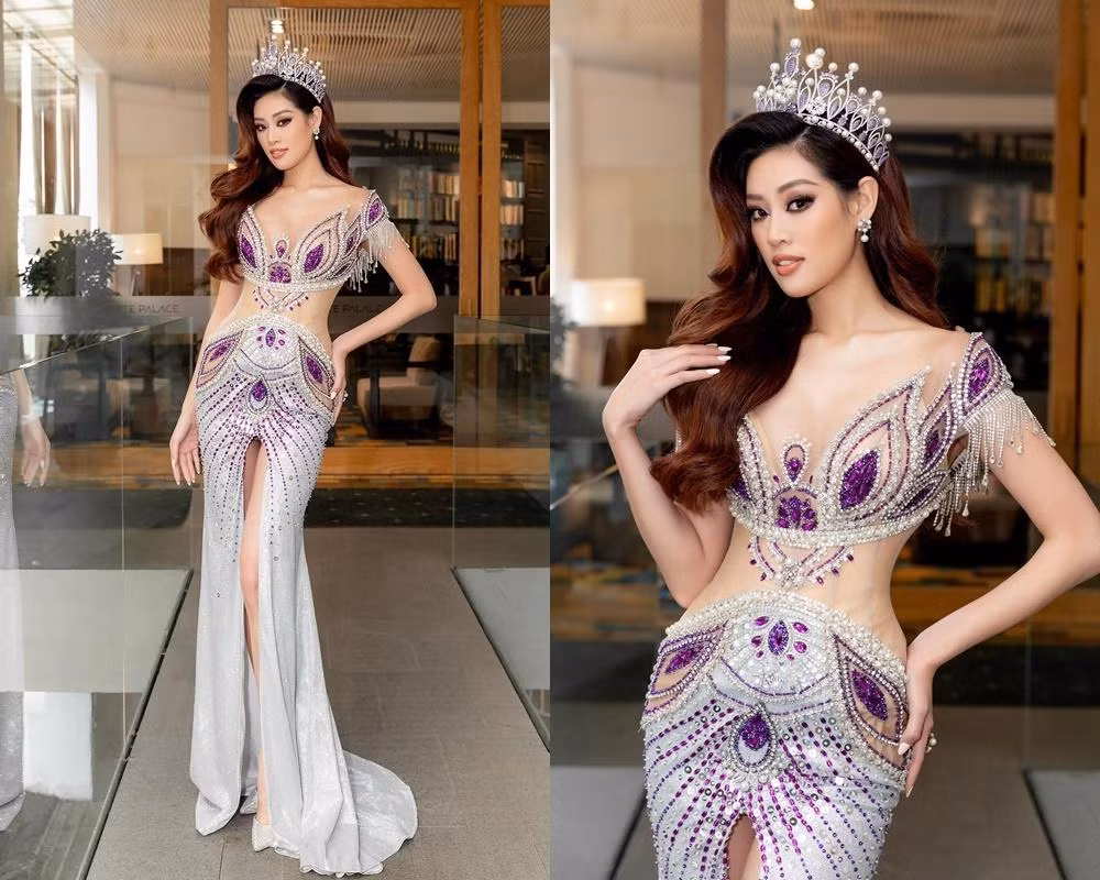 Hoa hậu Khánh Vân trong thiết kế lấy cảm hứng từ vương miện cô đang sở hữu, cũng là một sản phẩm của NTK Brian Võ.