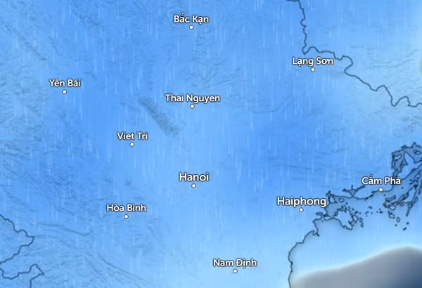 Sáng mai dự báo toàn miền Bắc có mưa. Ảnh: Zoom Earth, OpenStreetMap. Sáng mai dự báo toàn miền Bắc có mưa. Ảnh: Zoom Earth, OpenStreetMap.
