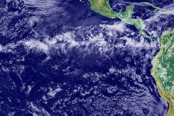 Hình ảnh vệ tinh của Cơ quan Hàng không Vũ trụ Mỹ (NASA) về ITCZ, nơi có thời tiết xấu trên không. Ảnh: NOAA.
