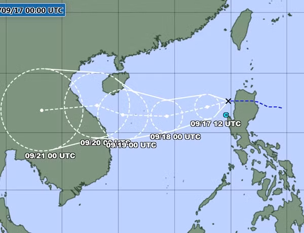 Dự báo của JMA vào sáng nay, 17/9. Ảnh: JMA.