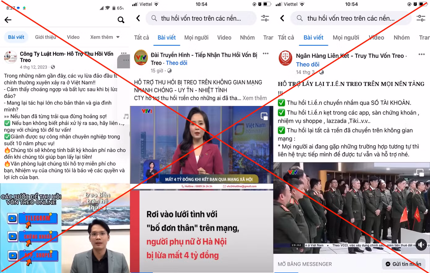 Các Fanpage giả danh để thực hiện hành vi lừa đảo. Ảnh: Công an tỉnh Bắc Giang Các Fanpage giả danh để thực hiện hành vi lừa đảo. Ảnh: Công an tỉnh Bắc Giang