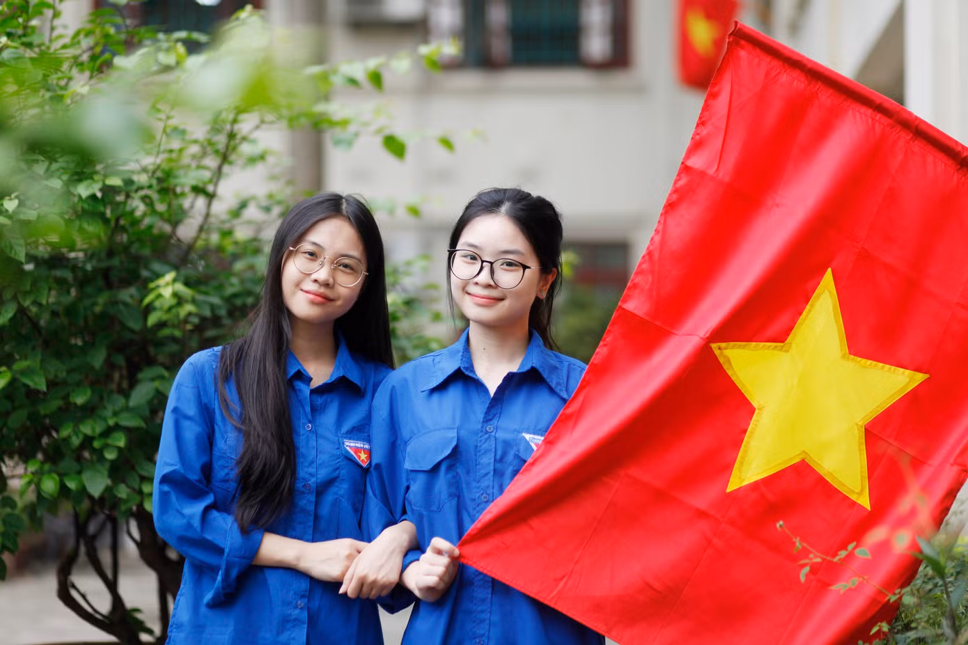 Phong trào học sinh Bắc Ninh đồng loạt mặc áo Đoàn vào ngày thứ Bảy còn thể hiện tình yêu đất nước của giới trẻ trên địa bàn tỉnh. Ảnh: Nguyễn Thắng
