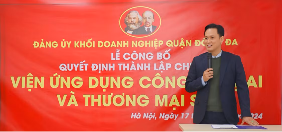 Đồng chí Nguyễn Thái Bình - Bí thư Chi bộ, Chủ tịch HĐQL Viện Ứng dụng Công nghệ AI và Thương mại số. Đồng chí Nguyễn Thái Bình - Bí thư Chi bộ, Chủ tịch HĐQL Viện Ứng dụng Công nghệ AI và Thương mại số.