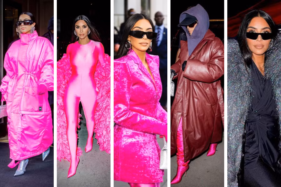 Trước ngày phát sóng, Kim Kardashian gây bão truyền thông nước Mỹ với những bộ cánh bắt mắt từ nhà mốt Balenciaga. (Nguồn: tổng hợp)