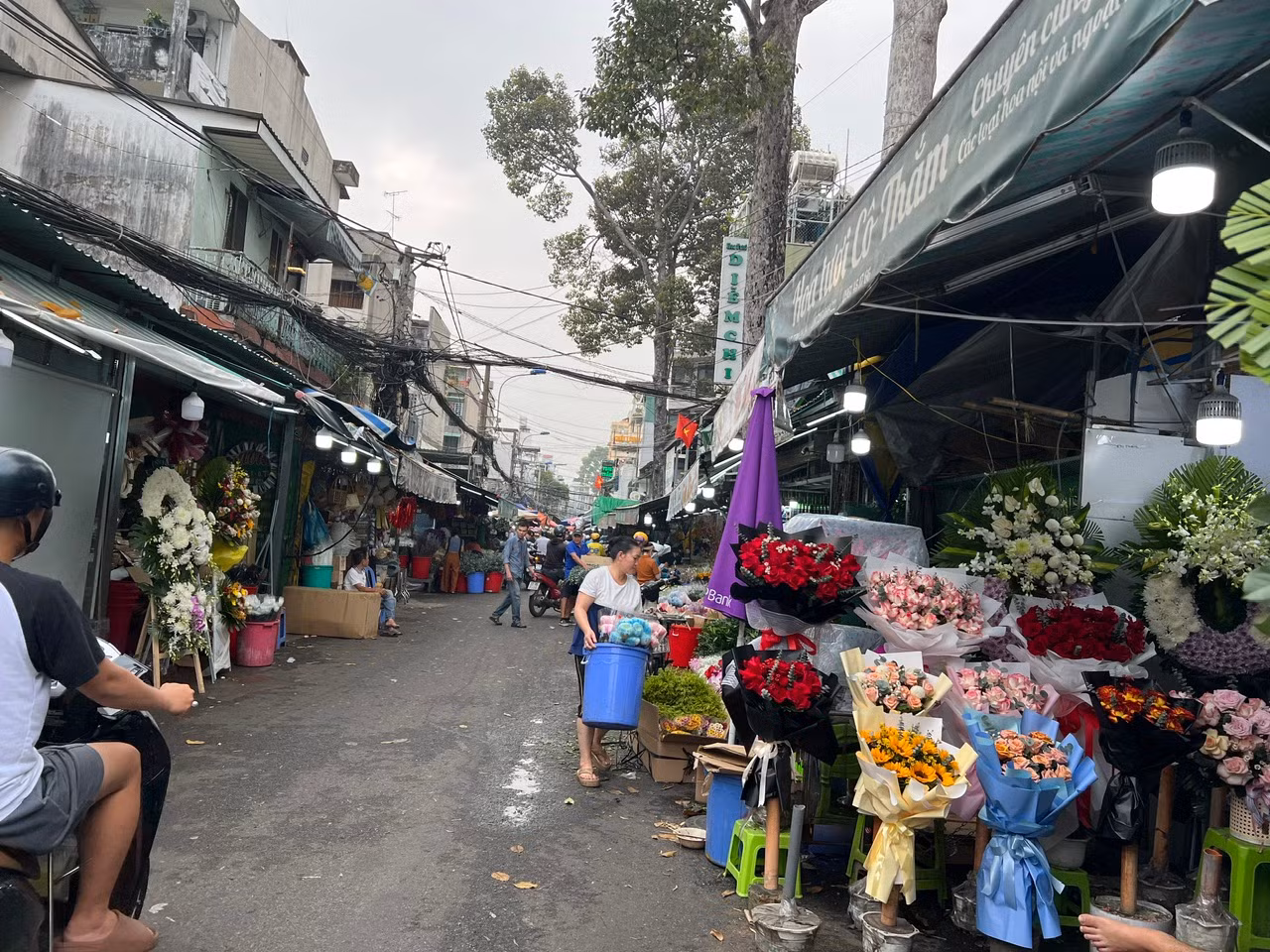 Khu chợ hoa tươi Hồ Thị Kỷ thưa thớt khách đến xem và mua hoa làm quà tặng cho ngày Tình nhân. Khu chợ hoa tươi Hồ Thị Kỷ thưa thớt khách đến xem và mua hoa làm quà tặng cho ngày Tình nhân.