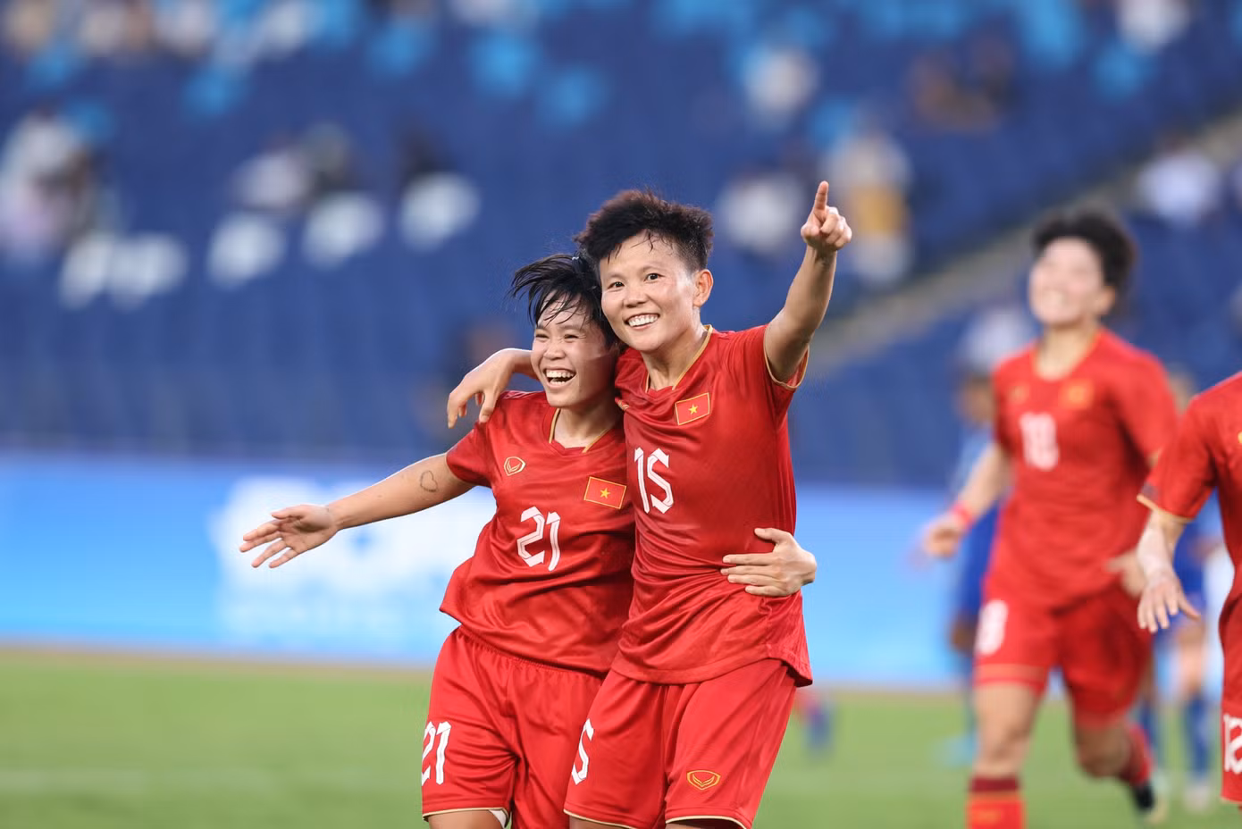 Đội tuyển nữ Việt Nam có trận ra quân thuận lợi ở Asiad 19 khi thắng Nepal 2-0 (ảnh Linh Hoàng)