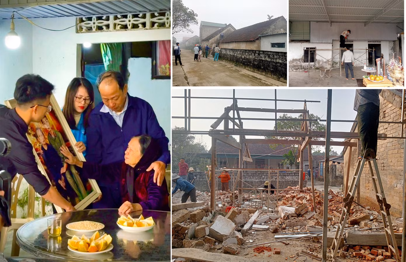 Anh Trung hồ hởi cho biết, đầu năm mới 2025, nhóm Skyline đón nhận tin vui. Trong hành trình tri ân anh hùng liệt sĩ tỉnh Hà Tĩnh (tháng 12/2024), nhóm Skyline đã phục dựng ảnh liệt sĩ Phạm Ngọc Quyền và trao cho mẹ của liệt sĩ là bà Phan Thị Dung. Từ hình ảnh, câu chuyện trong hành trình, đã góp phần nhỏ để lan tỏa, thay đổi căn nhà cho mẹ Phan Thị Dung. Ảnh: NVCC Anh Trung hồ hởi cho biết, đầu năm mới 2025, nhóm Skyline đón nhận tin vui. Trong hành trình tri ân anh hùng liệt sĩ tỉnh Hà Tĩnh (tháng 12/2024), nhóm Skyline đã phục dựng ảnh liệt sĩ Phạm Ngọc Quyền và trao cho mẹ của liệt sĩ là bà Phan Thị Dung. Từ hình ảnh, câu chuyện trong hành trình, đã góp phần nhỏ để lan tỏa, thay đổi căn nhà cho mẹ Phan Thị Dung. Ảnh: NVCC
