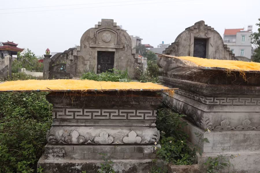 Hoặc phơi trên các ngôi mộ ngoài bãi tha ma