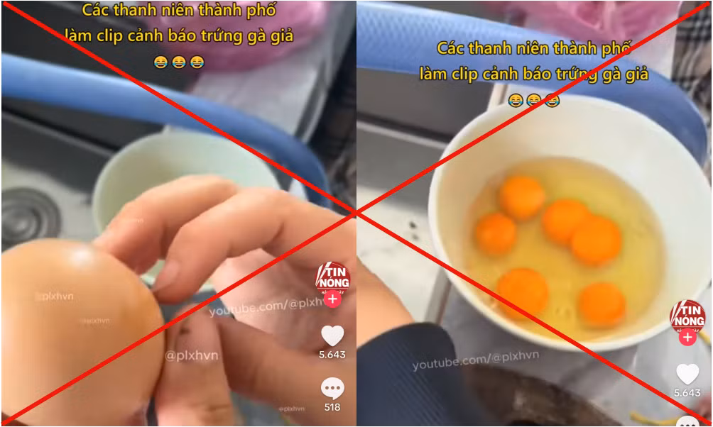 Clip về "trứng gà giả" xuất hiện tràn lan trên mạng xã hội.