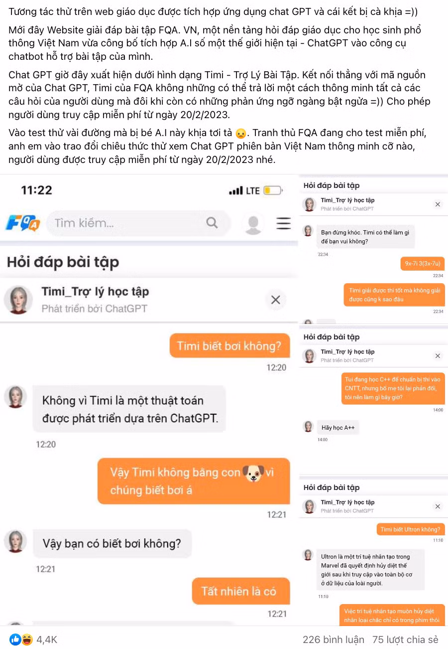 Trào lưu khoe cuộc hội thoại với “ngôi sao mới nổi” Chat GPT được cộng đồng mạng, đặc biệt là các bạn trẻ hào hứng tham gia. Trào lưu khoe cuộc hội thoại với “ngôi sao mới nổi” Chat GPT được cộng đồng mạng, đặc biệt là các bạn trẻ hào hứng tham gia.