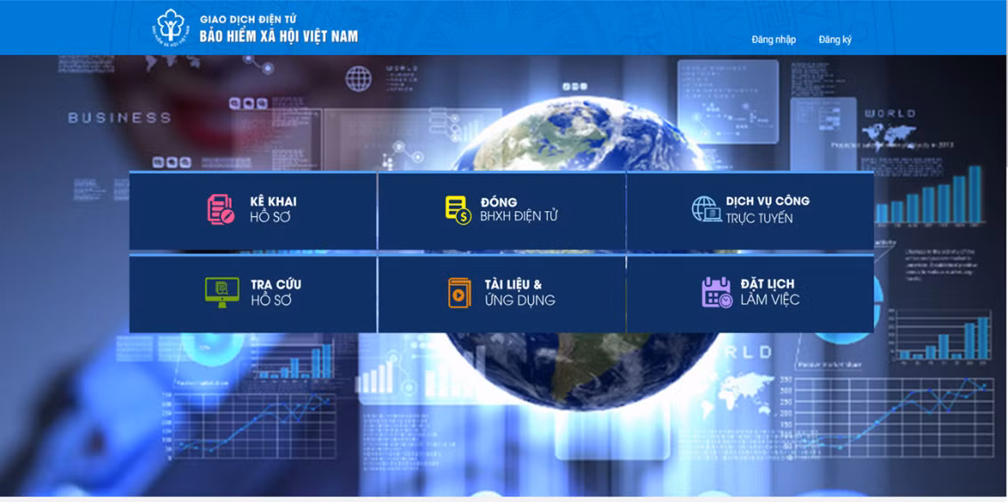 Giao diện của Cổng dịch vụ công BHXH Việt Nam (web thật). Giao diện của Cổng dịch vụ công BHXH Việt Nam (web thật).