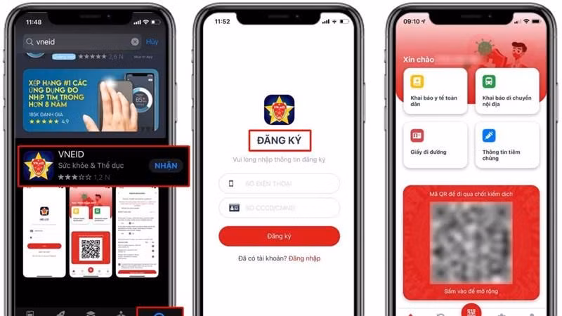 Tải app VNEID để đăng kí tài khoản định danh điện tử.
