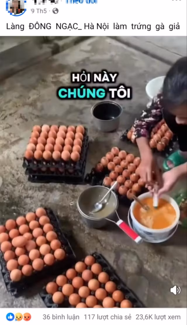 Mạng xã hội lan truyền thông tin thất thiệt về trứng gà giả.