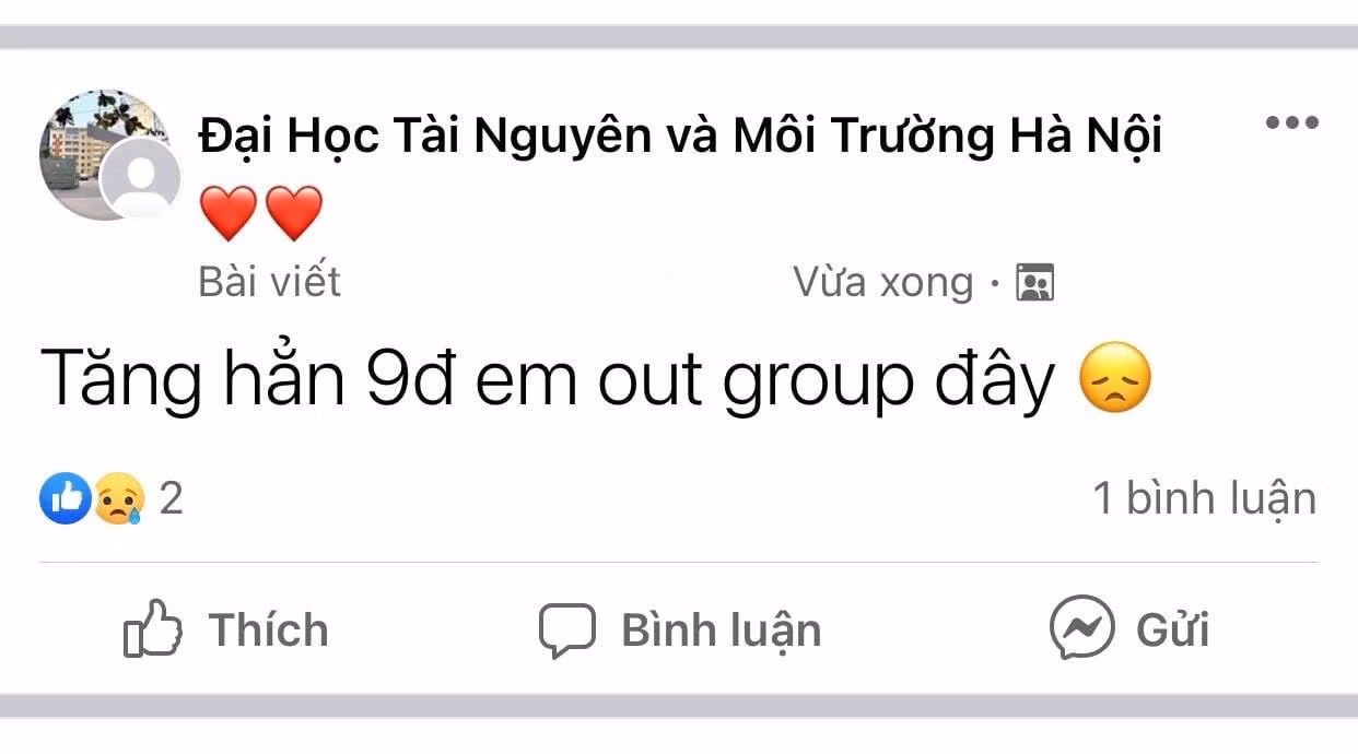 Một thí sinh bày tỏ sự buồn bã khi biết điểm chuẩn chính thức của ĐH Tài nguyên và Môi trường.