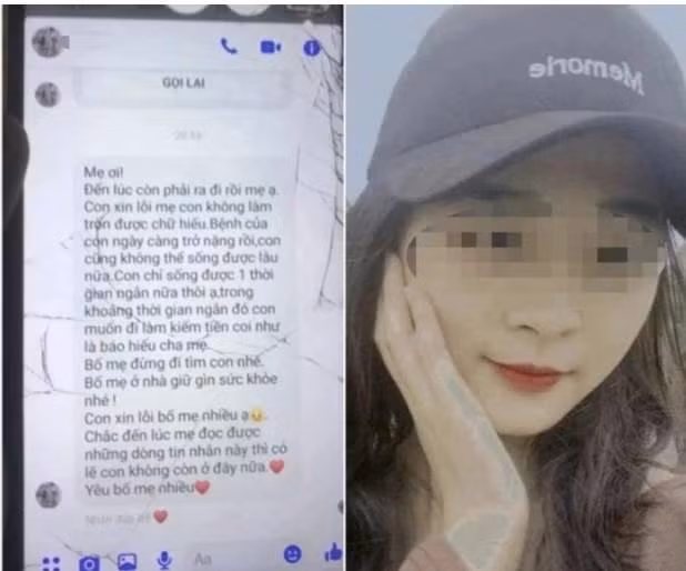 Nữ sinh N.A. và dòng tin nhắn được cho là của cô bạn gửi về trong đêm mất tích.