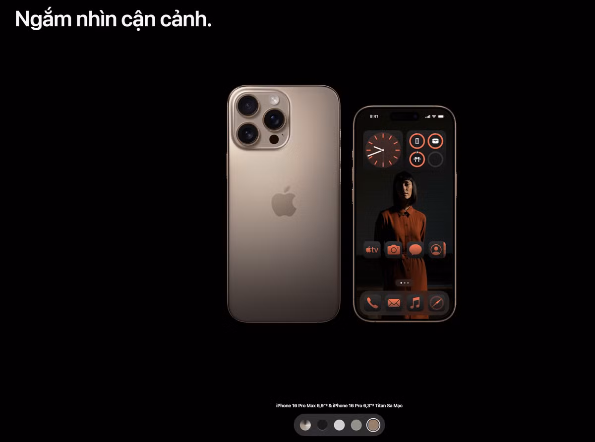 iPhone 16 Pro và Pro Max có màu Titan sa mạc mới. (Ảnh: Apple) iPhone 16 Pro và Pro Max có màu Titan sa mạc mới. (Ảnh: Apple)