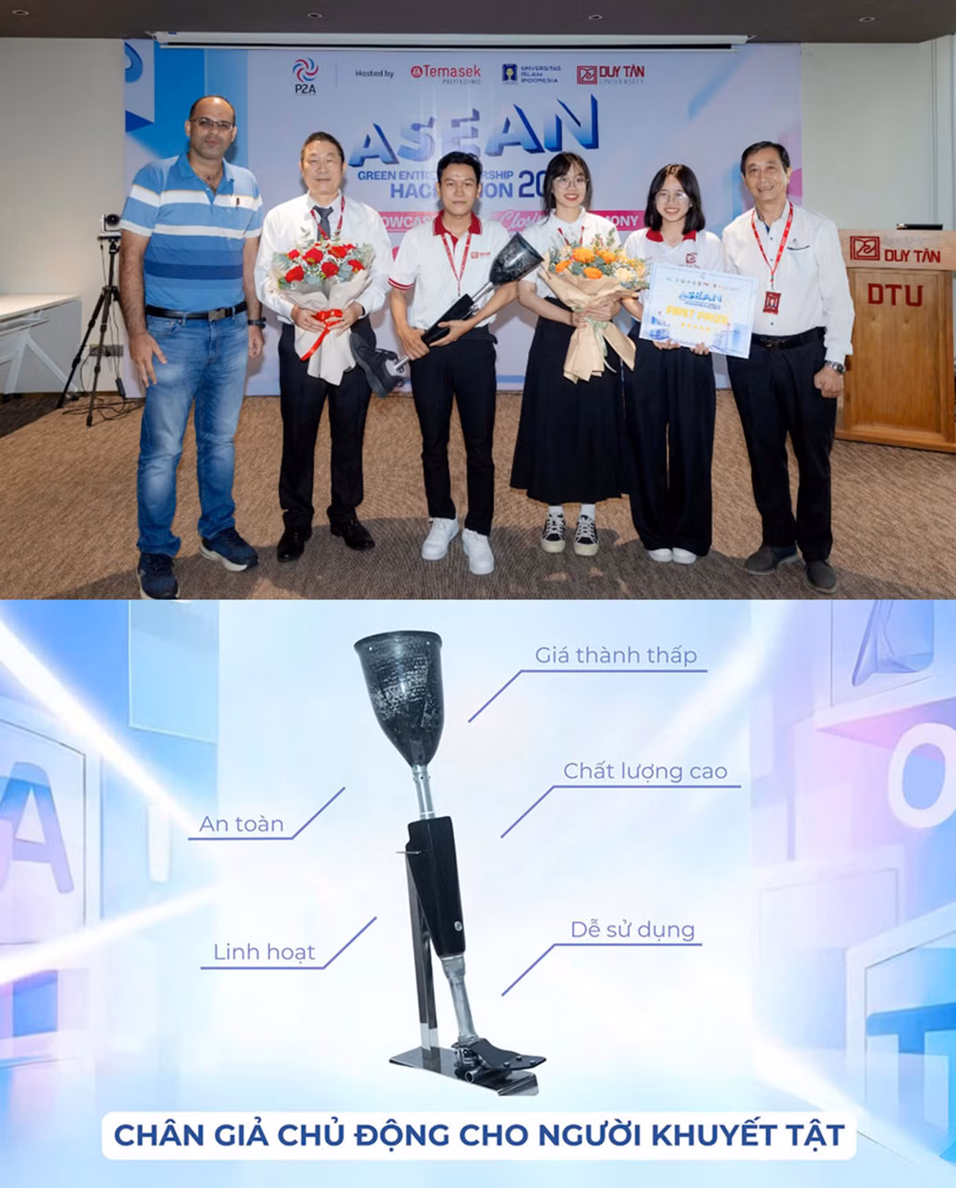 Sản phẩm “Chân giả chủ động” giành giải Nhấttại Hackathon Khởi nghiệp Xanh ASEAN 2024 Sản phẩm “Chân giả chủ động” giành giải Nhấttại Hackathon Khởi nghiệp Xanh ASEAN 2024