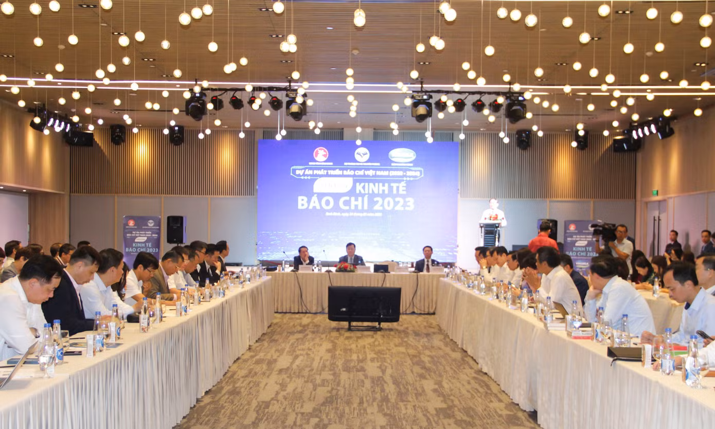 Quang cảnh Diễn đàn Kinh tế báo chí năm 2023. Ảnh: Trương Định Quang cảnh Diễn đàn Kinh tế báo chí năm 2023. Ảnh: Trương Định