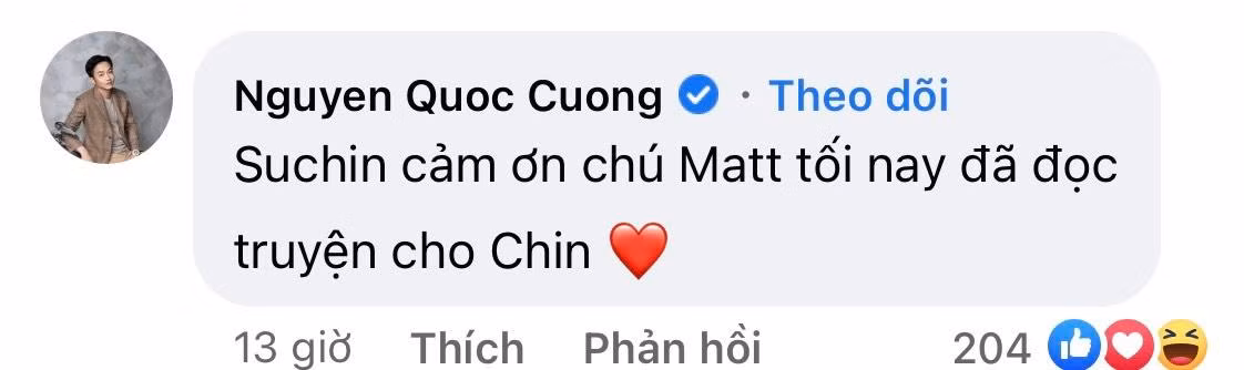 Sau bài đăng của Matt Liu, Cường Đô La ngay sau đó đã bình luận cảm ơn bạn trai Hương Giang.