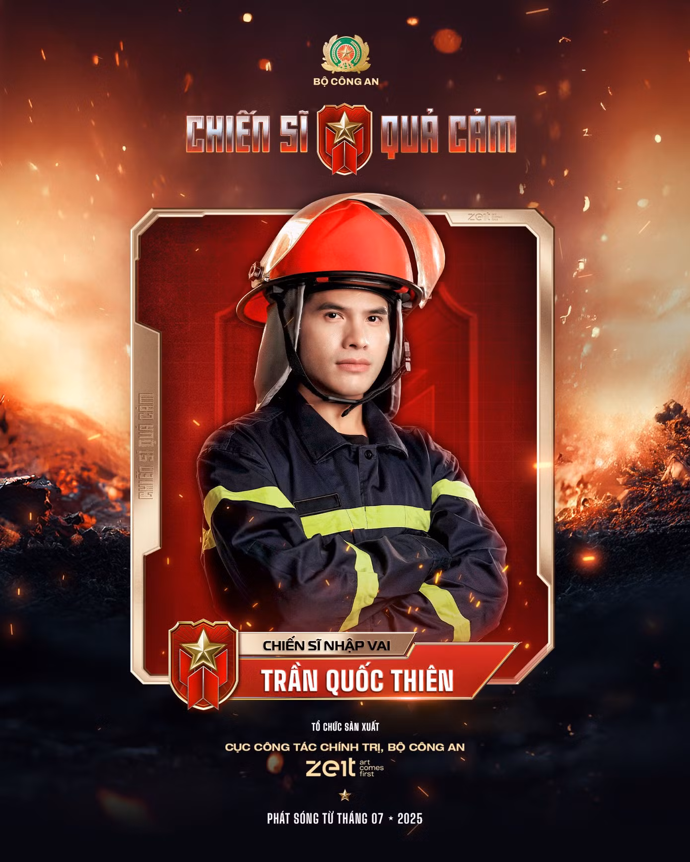 "Anh tài" Quốc Thiên mang theo tinh thần của người từng bước đi qua áp lực sân khấu để đặt mình vào thử thách mới: Trở thành một “chiến sĩ” thực thụ.