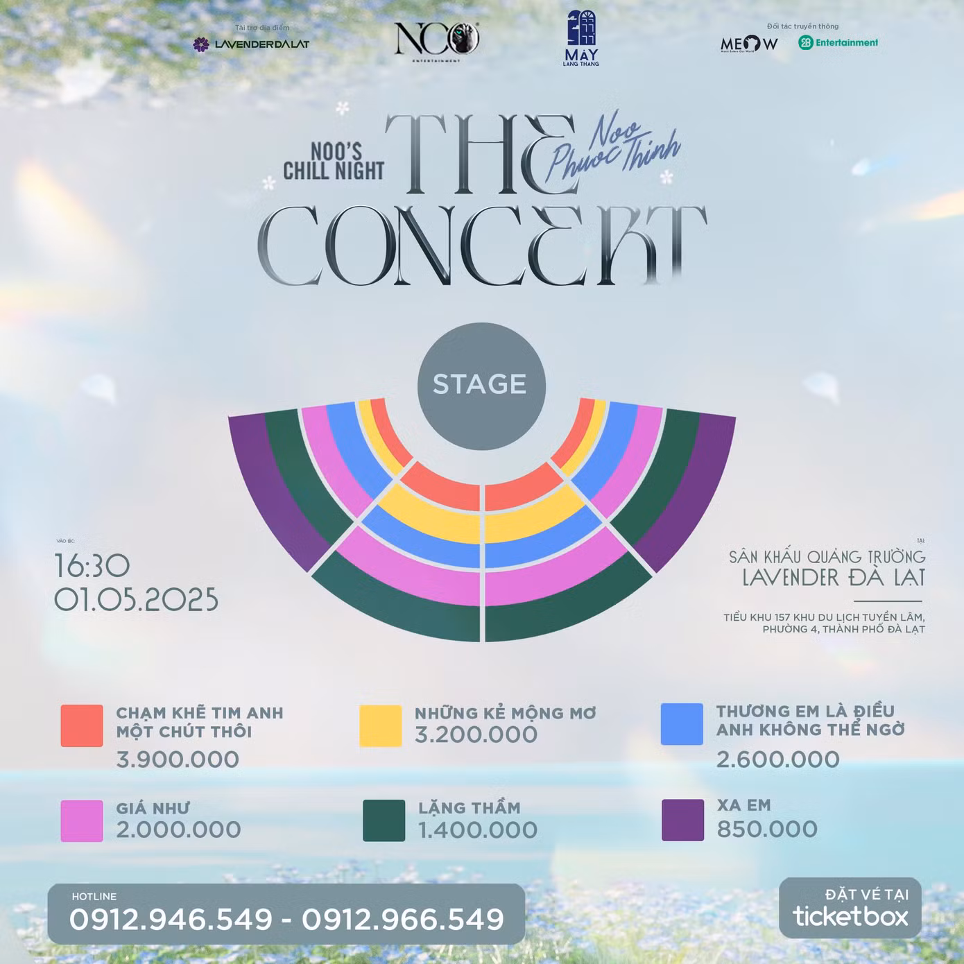 Giá vé concert của Noo Phước Thịnh cao nhất là 3.900.000 đồng.