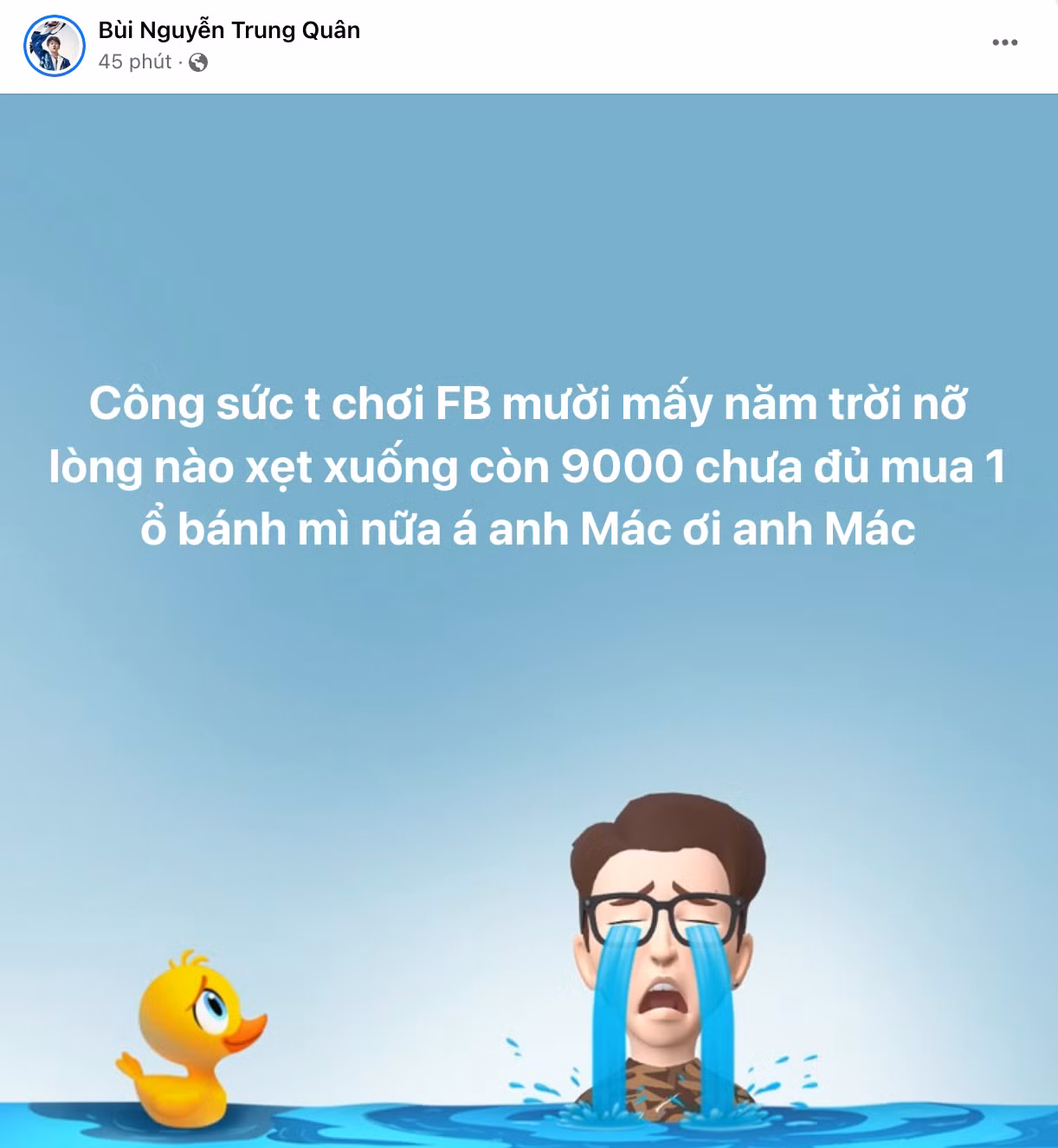 Bùi Nguyễn Trung Quân là một trong số những nghệ sĩ chịu ảnh hưởng từ sự cố của Facebook. Bùi Nguyễn Trung Quân là một trong số những nghệ sĩ chịu ảnh hưởng từ sự cố của Facebook.